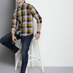 The Indian Garage Co Men Yellow Checked Casual Shirt-image-94
