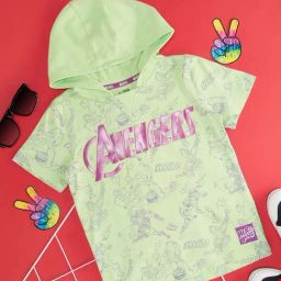 Pantaloons Junior Paradise Green & Pink Cotton Printed T-Shirt-24