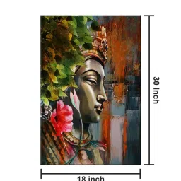 999Store Lord Gautam Buddha Face Multicolor Canvas Framed-Painted Wall Art - Set of 1 image 5