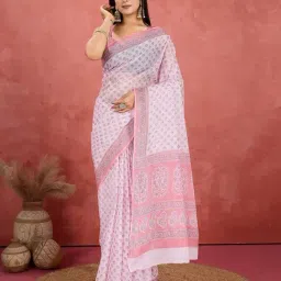 SHANVIKA Pink Pure Cotton Floral Saare-image-61