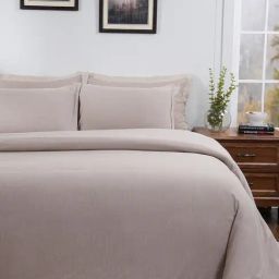 Maspar Textured Beige 300 Cotton King Duvet Cover With Pillow Case-image-46