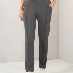 Amante Grey Regular Fit Solid Track Pants-picture-40
