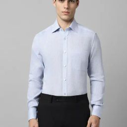 Louis Philippe Blue Linen Slim Fit Texture Shirt-picture-47