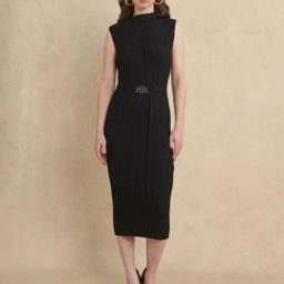RAREISM Black Viscose Blend Solid Sleeveless Dress-picture-1