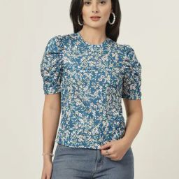 Style Quotient Women Teal Floral Printed Knit Top-picture-23