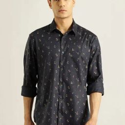 Indian Terrain Navy Slim Fit Printed Shirt-image-56