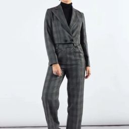 Powersutra Grey Checks Blazer With Trouser-6