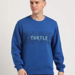 Turtle Blue Relaxed Fit Logo Printed Sweatshirt-image-20