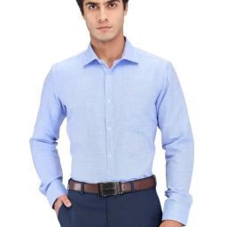 Park Avenue Blue Slim Fit Self Pattern Shirt-image-79
