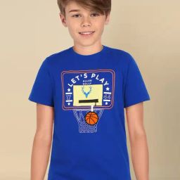 Allen Solly Kids Blue Printed Regular Fit T-Shirt-image-33