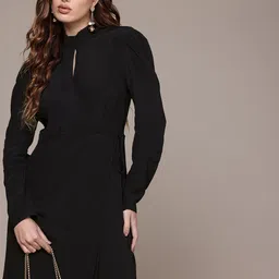 French Connection Keyhole Neck Tie-Up Wrap Dress-picture-13