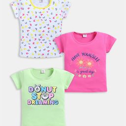Here&Now X Game Begins Kids Girls Pack Of 3 Printed T-Shirt-picture-47