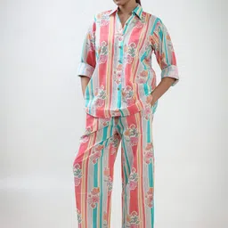 BUTA BUTI Printed Shirt Collar Neck Shirt With Trousers Co-Ords-image-75