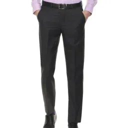 Louis Philippe Black Regular Fit Formal Flat Front Trousers-picture-24