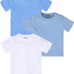 Nuego Kids Unisex Pack Of 3 Bio Finish Solid Round Neck Half Sleeve Cotton T-shirts-43