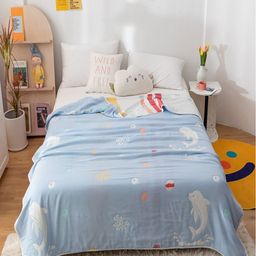 JC HOME Blue & White Cartoon Characters AC Room 400 GSM Single Bed Quilt-picture-13