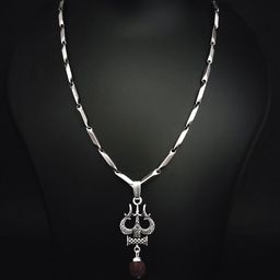 Minprice Stainless Steel Silver-Plated Trishul Rudraksha Pendant With Chain-image-19