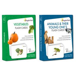 GrapplerTodd Premium Flashcards Combo Vegetables & Animals and Their Young Ones Pack Of 2 - Multicolour-image-36