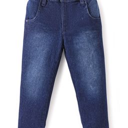 Babyhug Denim Full Length With Stretch Washed Jeans - Dark Blue-image-46