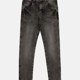 Kiddopanti Solid Mid Washed Button Down Jeans - Grey-image-24