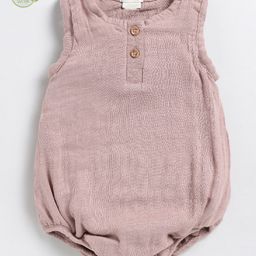 Cot & Candy Sleeveless Round Neck Solid Muslin Romper  -Blush Pink-image-52