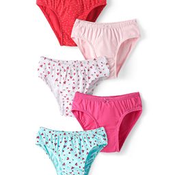 Honeyhap Premium Knit Panties With Floral Print Pack of 5 - Bright White Barely Pink High Risk Red Fandango Pink & Blue Elixir-image-2