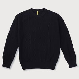 GINI & JONY Woven Full Sleeves Pullover Sweater With Solid Colour - Black-image-67