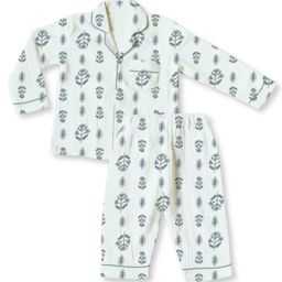 The Boo Boo Club Organic Cotton Knit Full Sleeves Floral Printed Coordinating Night Suit Set - White & Blue-image-12