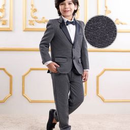 Mark & Mia Full Sleeves Solid 3 Piece Party Suit with Bow -Charcoal Grey-image-82