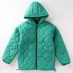 Little Kangaroos Knit Full Sleeves Hooded Quilted Jacket - Mint Green-picture-21