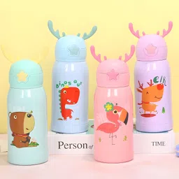 Schoolish Sipper Water Bottle for Kids | Bottle Holder with Carry Strip to Hang | Two Caps | Stainless Steel | Vacuum Insulated Double Walled Themo Flask Hot and Cold WaterPack of 1 Color May Vary - 550 ml-picture-10
