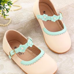 Cute Walk by Babyhug Buckle Closure Ballerina with Floral Applique - Peach-image-55