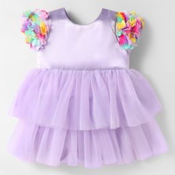 Mark & Mia Woven Sleeveless Party Frock Style Onesie With Floral Applique - Purple-image-89