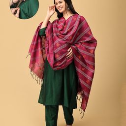 The Mom Store Silk Three Fourth Sleeves Solid Maternity Kurta With Nursing Access & Salwar With Floral Embroidered Dupatta Set - Green-picture-16