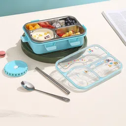 ATTRO Jupiter 3 Compartment Stainless Steel Lunch Box - Blue-picture-29