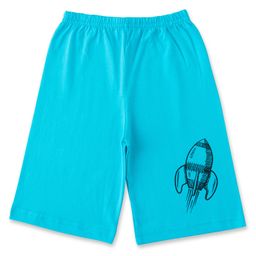Luke and Lilly Cotton Knit Rocket Printed Shorts - Sky Blue-image-56