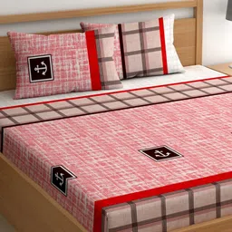 CHHAVI INDIA Pink Abstract Printed Microfiber 210 TC Queen Bedsheet Set 2.5 x 2.25 m-image-62