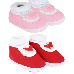 NESKA MODA 0 To 6 Months Set of 2 Pair Butterfly Newborn Soft Skin-Friendly Cotton Baby Booties-image-96
