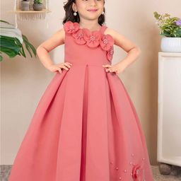 Lagorii Girls Sleeveless Embellished With Floral And Pearl Gown-image-43
