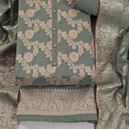 Riti Woven Design Jaquard Art Silk Unstitched Dress Material-image-5