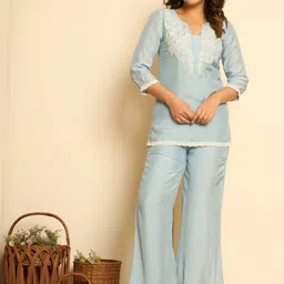 KASYA Printed V-Neck Tunic With Trousers Co-Ords-picture-33
