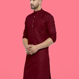 ANUJ FASHION Men Cotton Solid Straight Kurta-image-7