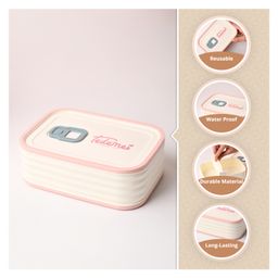 VONCASA White & Pink color Lunch Box (580ml) | Plastic Lunch Box With Rectangular Shape and Glossy finish | Lunch Box for school & Office | Airtight Lunch With Plain Design image 3