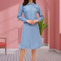DressBerry Denim A-Line Midi Dress-picture-32