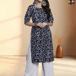 HERE&NOW Selection Of 2 Floral Printed Round Neck Straight Kurta-picture-48