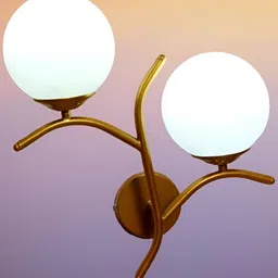KINIS Gold-Toned & White Metal Abstract Shaped Wall Lamp-image-99