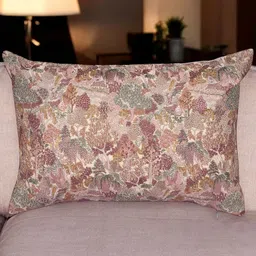 Khaabka Anvaaya Peach-Coloured & Mauve Floral Embroidered Rectangle Cushion Cover-image-25
