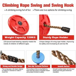 REZNOR Platforms Disc Tree Swing Seat and Climbing Knot Rope with Carabiner Hook - Multicolour image 5