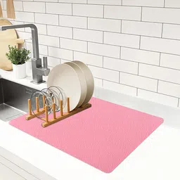 Kuber Industries Pink Non Slip Dish Drying Mat-12