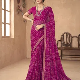 KALINI Women Bandhani Poly Chiffon Saree-image-62